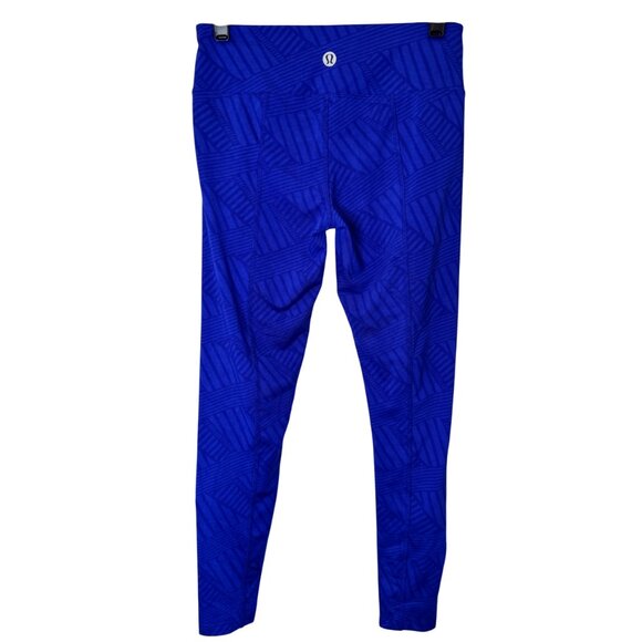 Lululemon geometric pattern leggings blue women's size 4 - Picture 3 of 5